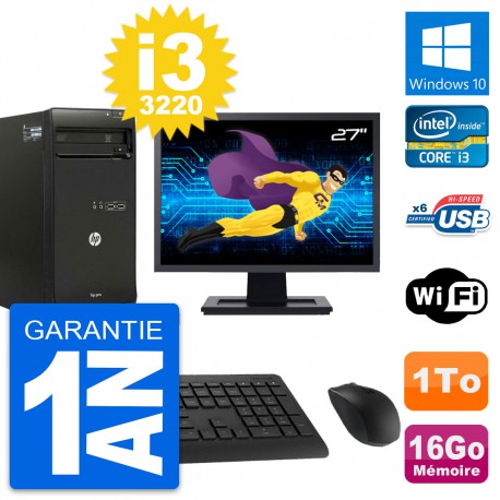 PC Tour HP Pro 3500 Ecran 27" Intel i3-3220 RAM 16Go Disque 1To Windows 10 Wifi