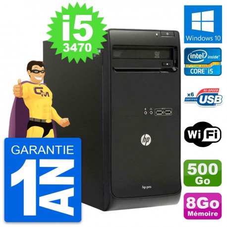 PC Tour HP Pro 3500 MT Intel Core i5-3470 RAM 8Go Disque 500Go Windows 10 Wifi