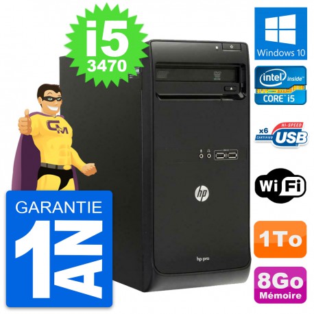 PC Tour HP Pro 3500 MT Intel Core i5-3470 RAM 8Go Disque Dur 1To Windows 10 Wifi