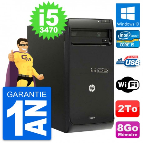 PC Tour HP Pro 3500 MT Intel Core i5-3470 RAM 8Go Disque Dur 2To Windows 10 Wifi