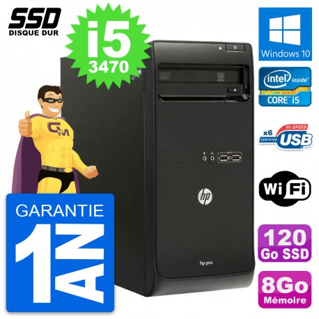 PC Tour HP Pro 3500 MT Intel Core i5-3470 RAM 8Go SSD 120Go Windows 10 Wifi