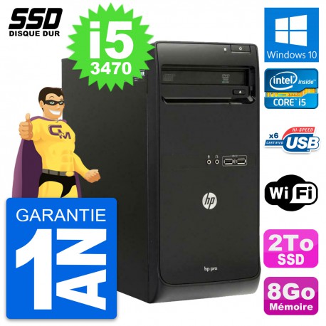 PC Tour HP Pro 3500 MT Intel Core i5-3470 RAM 8Go SSD 2To Windows 10 Wifi