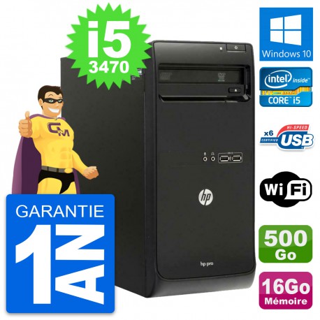 PC Tour HP Pro 3500 MT Intel Core i5-3470 RAM 16Go Disque 500Go Windows 10 Wifi