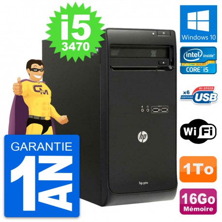 PC Tour HP Pro 3500 MT Intel Core i5-3470 RAM 16Go Disque 1To Windows 10 Wifi