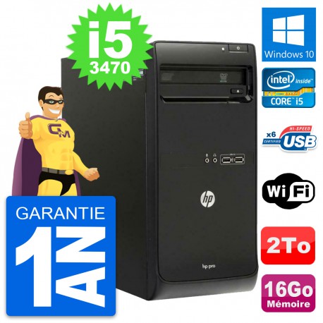 PC Tour HP Pro 3500 MT Intel Core i5-3470 RAM 16Go Disque 2To Windows 10 Wifi