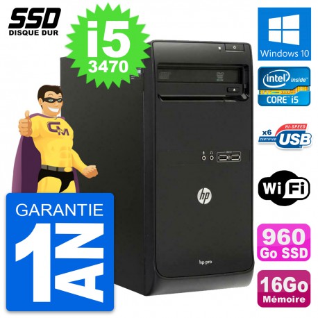 PC Tour HP Pro 3500 MT Intel Core i5-3470 RAM 16Go SSD 960Go Windows 10 Wifi