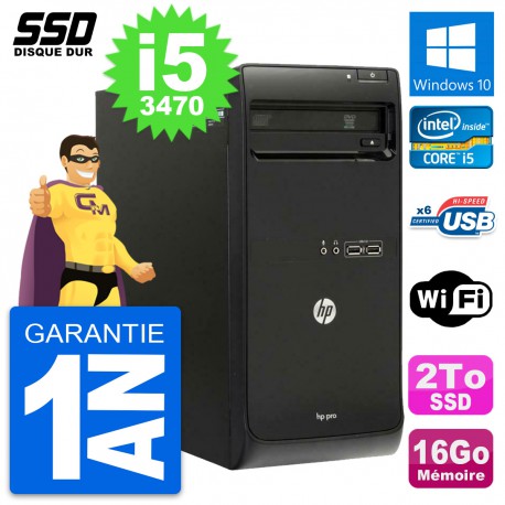 PC Tour HP Pro 3500 MT Intel Core i5-3470 RAM 16Go SSD 2To Windows 10 Wifi