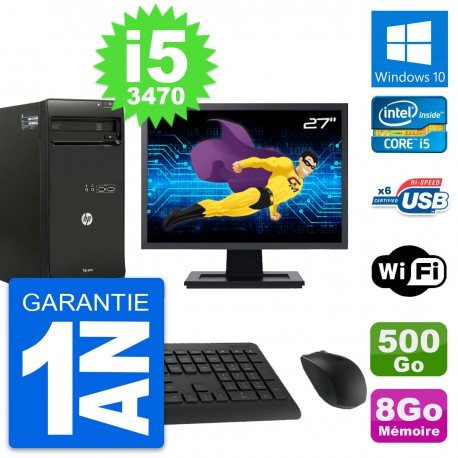 PC Tour HP Pro 3500 Ecran 27" Intel i5-3470 RAM 8Go Disque 500Go Windows 10 Wifi