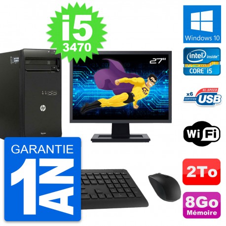 PC Tour HP Pro 3500 Ecran 27" Core i5-3470 RAM 8Go Disque 2To Windows 10 Wifi