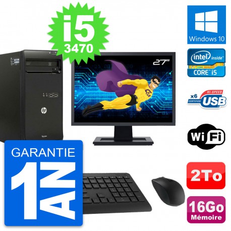 PC Tour HP Pro 3500 Ecran 27" Intel i5-3470 RAM 16Go Disque 2To Windows 10 Wifi