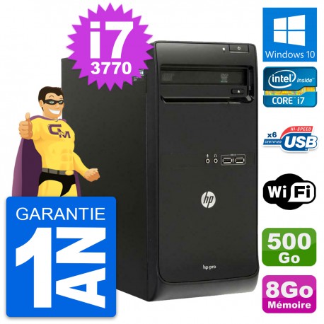 PC Tour HP Pro 3500 MT Intel Core i7-3770 RAM 8Go Disque 500Go Windows 10 Wifi
