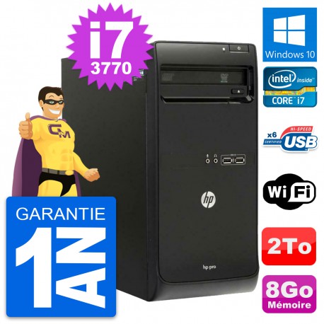 PC Tour HP Pro 3500 MT Intel Core i7-3770 RAM 8Go Disque Dur 2To Windows 10 Wifi