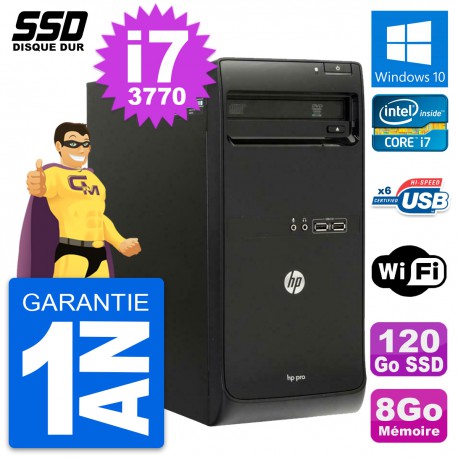 PC Tour HP Pro 3500 MT Intel Core i7-3770 RAM 8Go SSD 120Go Windows 10 Wifi