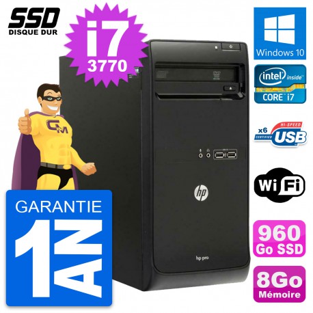 PC Tour HP Pro 3500 MT Intel Core i7-3770 RAM 8Go SSD 960Go Windows 10 Wifi