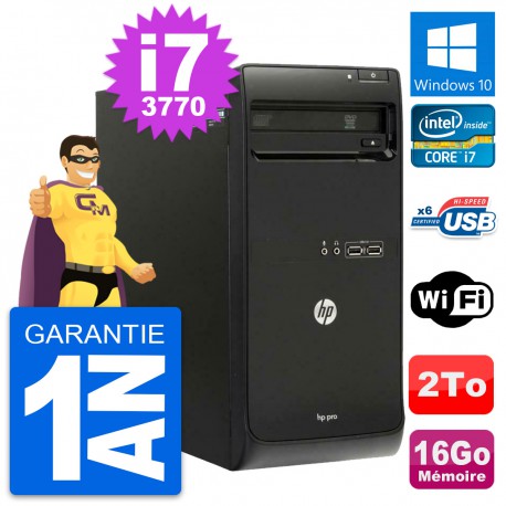 PC Tour HP Pro 3500 MT Intel Core i7-3770 RAM 16Go Disque 2To Windows 10 Wifi