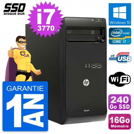PC Tour HP Pro 3500 MT Intel Core i7-3770 RAM 16Go SSD 240Go Windows 10 Wifi