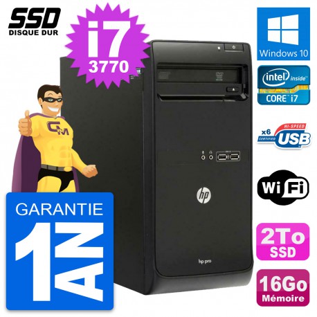 PC Tour HP Pro 3500 MT Intel Core i7-3770 RAM 16Go SSD 2To Windows 10 Wifi