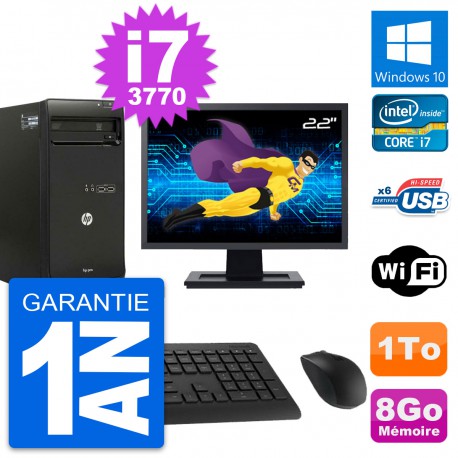 PC Tour HP Pro 3500 Ecran 22" Core i7-3770 RAM 8Go Disque 1To Windows 10 Wifi