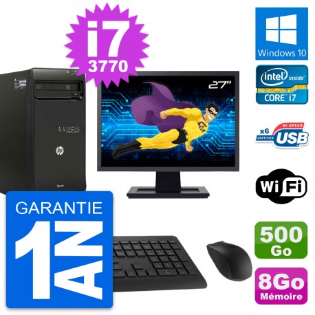 PC Tour HP Pro 3500 Ecran 27" Intel i7-3770 RAM 8Go Disque 500Go Windows 10 Wifi