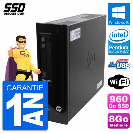 PC HP Pro 3300 SFF Intel Pentium G630 RAM 8Go SSD 960Go Windows 10 Wifi