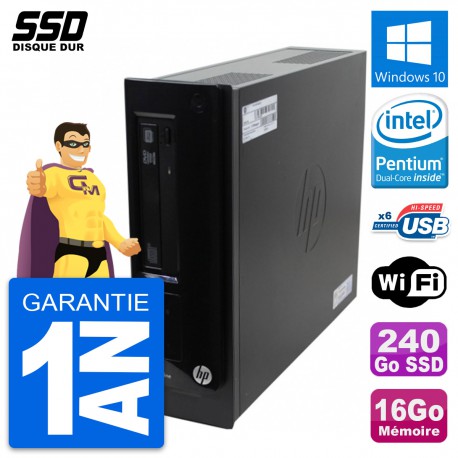 PC HP Pro 3300 SFF Intel Pentium G630 RAM 16Go SSD 240Go Windows 10 Wifi