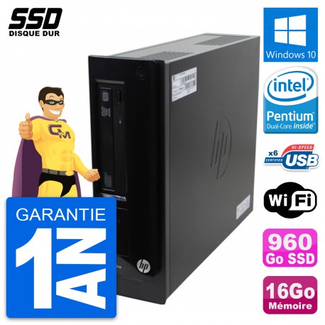 PC HP Pro 3300 SFF Intel Pentium G630 RAM 16Go SSD 960Go Windows 10 Wifi