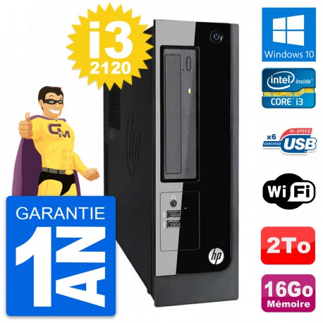 PC HP Pro 3300 SFF Intel Core i3-2120 RAM 16Go Disque Dur 2To Windows 10 Wifi