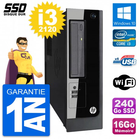 PC HP Pro 3300 SFF Intel Core i3-2120 RAM 16Go SSD 240Go Windows 10 Wifi