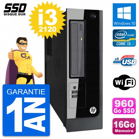 PC HP Pro 3300 SFF Intel Core i3-2120 RAM 16Go SSD 960Go Windows 10 Wifi