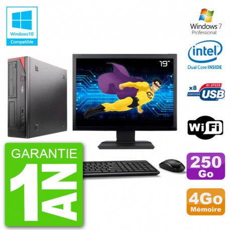 PC Fujitsu Esprimo E520 Ecran 19" G3220 RAM 4Go Disque 250Go Graveur DVD Wifi W7
