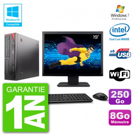 PC Fujitsu Esprimo E520 Ecran 19" G3220 RAM 8Go Disque 250Go Graveur DVD Wifi W7