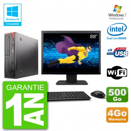 PC Fujitsu Esprimo E520 Ecran 22" G3220 RAM 4Go Disque 500Go Graveur DVD Wifi W7