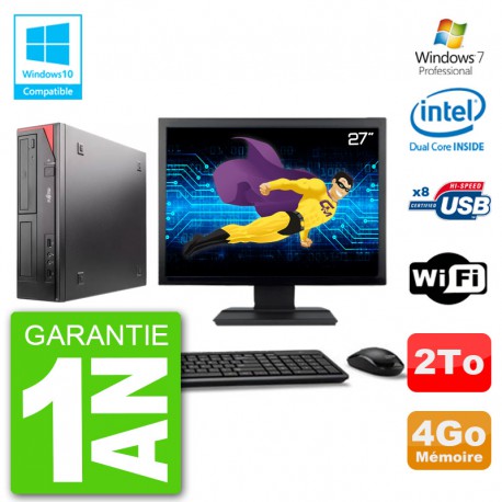 PC Fujitsu Esprimo E520 Ecran 27" G3220 RAM 4Go Disque 2To Graveur DVD Wifi W7