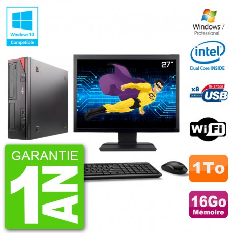 PC Fujitsu Esprimo E520 Ecran 27" G3220 RAM 16Go Disque 1To Graveur DVD Wifi W7
