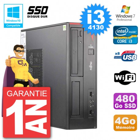 PC Fujitsu Esprimo E520 DT i3-4130 RAM 4Go SSD 480Go Graveur DVD Wifi W7