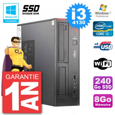 PC Fujitsu Esprimo E520 DT i3-4130 RAM 8Go SSD 240Go Graveur DVD Wifi W7