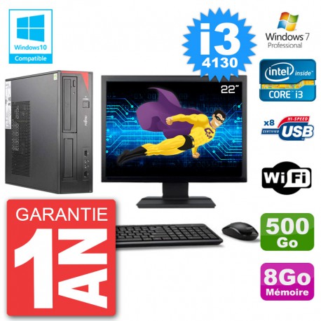 PC Fujitsu Esprimo E520 Ecran 22" i3-4130 RAM 8Go 500Go Graveur DVD Wifi W7