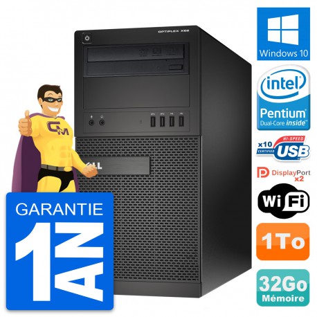 PC Tour Dell OptiPlex XE2 MT Intel G3220 RAM 32Go Disque Dur 1To Windows 10 Wifi