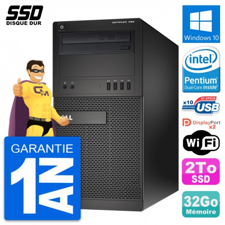 PC Tour Dell OptiPlex XE2 Intel Pentium G3220 RAM 32Go SSD 2To Windows 10 Wifi