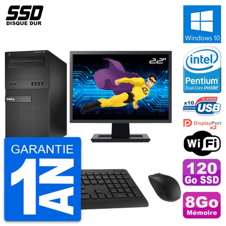 PC Tour Dell XE2 Ecran 22" Intel Pentium G3220 RAM 8Go SSD 120Go Windows 10 Wifi