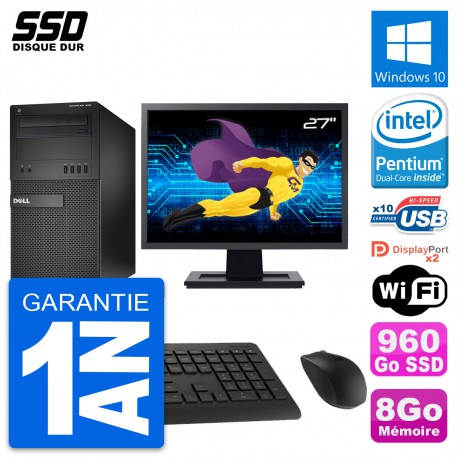 PC Tour Dell XE2 Ecran 27" Intel Pentium G3220 RAM 8Go SSD 960Go Windows 10 Wifi