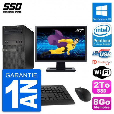 PC Tour Dell XE2 Ecran 27" Intel Pentium G3220 RAM 8Go SSD 2To Windows 10 Wifi