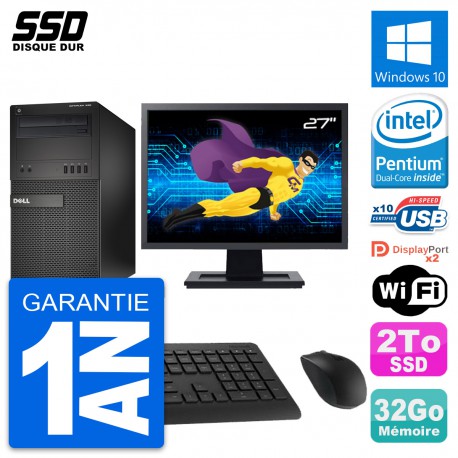 PC Tour Dell XE2 Ecran 27" Intel Pentium G3220 RAM 32Go SSD 2To Windows 10 Wifi