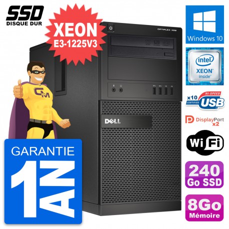 PC Tour Dell OptiPlex XE2 Intel Xeon E3-1225V3 RAM 8Go SSD 240Go Windows 10 Wifi