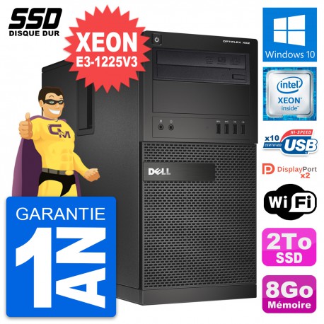 PC Tour Dell OptiPlex XE2 Intel Xeon E3-1225 V3 RAM 8Go SSD 2To Windows 10 Wifi