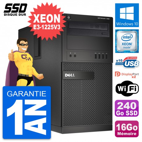 PC Tour Dell OptiPlex XE2 MT Xeon E3-1225 V3 RAM 16Go SSD 240Go Windows 10 Wifi