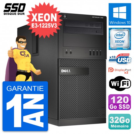 PC Tour Dell OptiPlex XE2 MT Xeon E3-1225 V3 RAM 32Go SSD 120Go Windows 10 Wifi