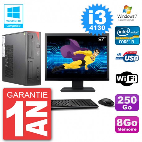 PC Fujitsu Esprimo E520 Ecran 27" i3-4130 RAM 8Go 250Go Graveur DVD Wifi W7