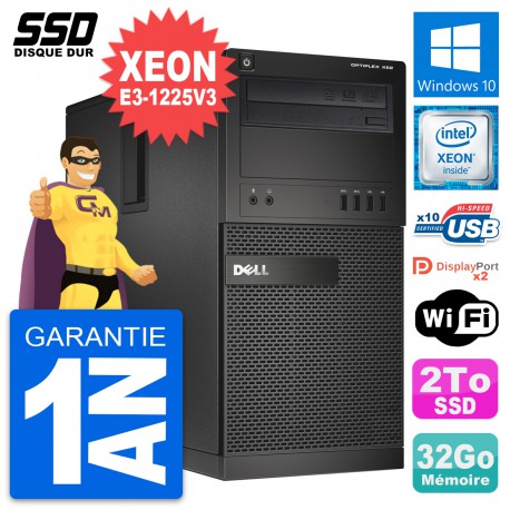 PC Tour Dell OptiPlex XE2 Intel Xeon E3-1225 V3 RAM 32Go SSD 2To Windows 10 Wifi