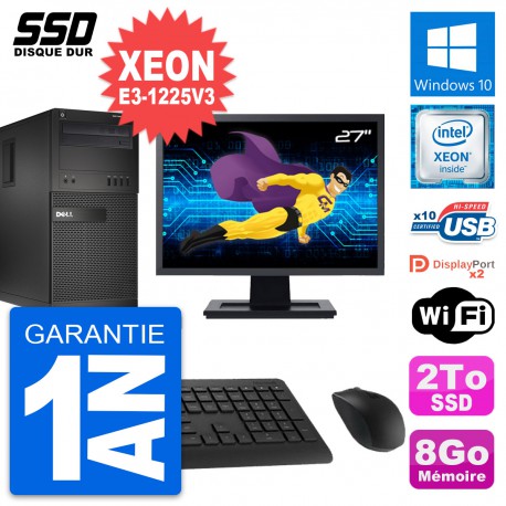 PC Tour Dell XE2 Ecran 27" Intel Xeon E3-1225 V3 RAM 8Go SSD 2To Windows 10 Wifi